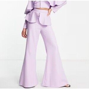 ASOS LUXE Peplum wide-leg High Waist tailored pants - Lilac Size 4
